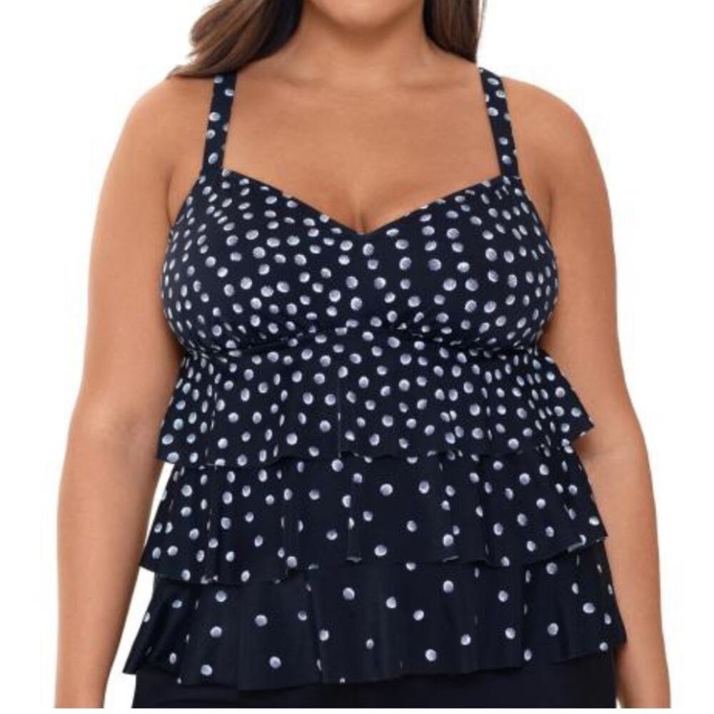 Swim Solutions Polka Dot Tiered Tankini Swim Top